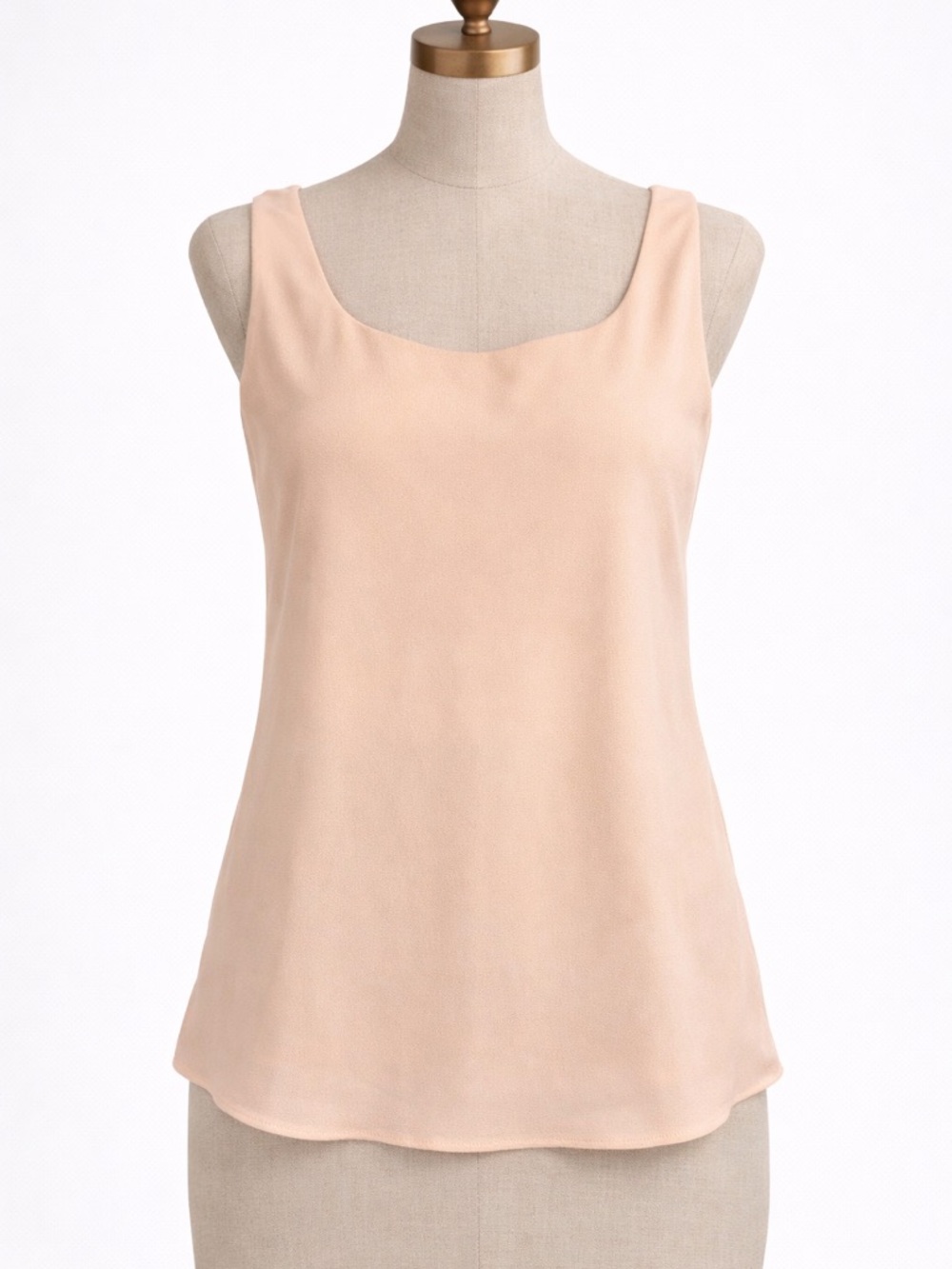 Lafayette 148 Silk Tank Top Beige Nude Sleeveless Luxury Blouse Size 8 - Picture 2 of 7